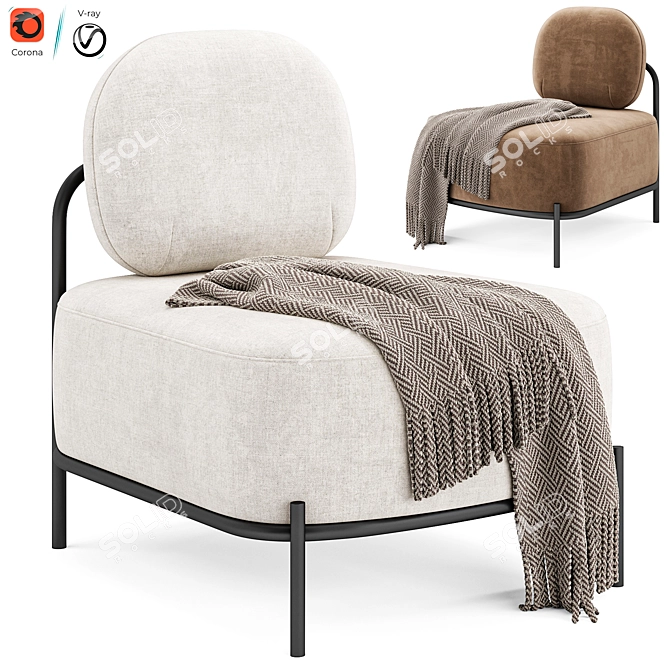 Hawaii Armchair in Dark Grey 3D model image 1