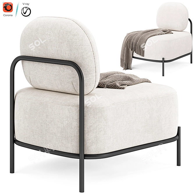 Hawaii Armchair in Dark Grey 3D model image 2