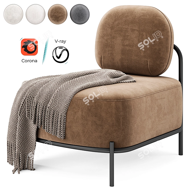 Hawaii Armchair in Dark Grey 3D model image 3