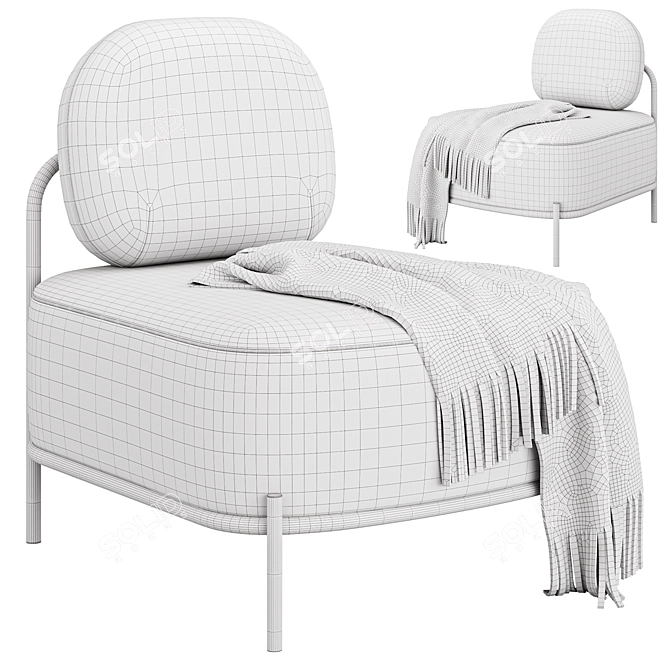 Hawaii Armchair in Dark Grey 3D model image 7