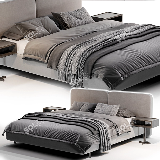 Modern Minotti Tatlin Bed Set 3D model image 2