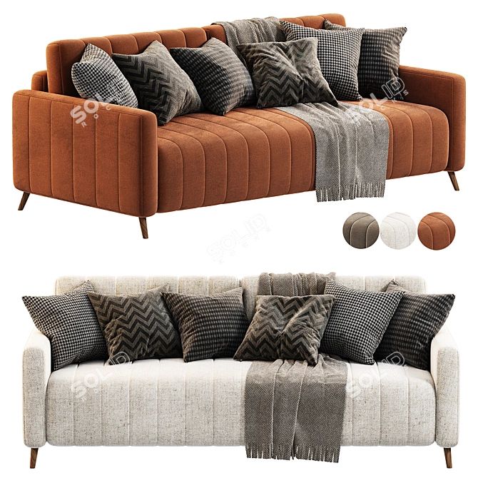 Markful Velvet Grey Sofa 3D model image 2