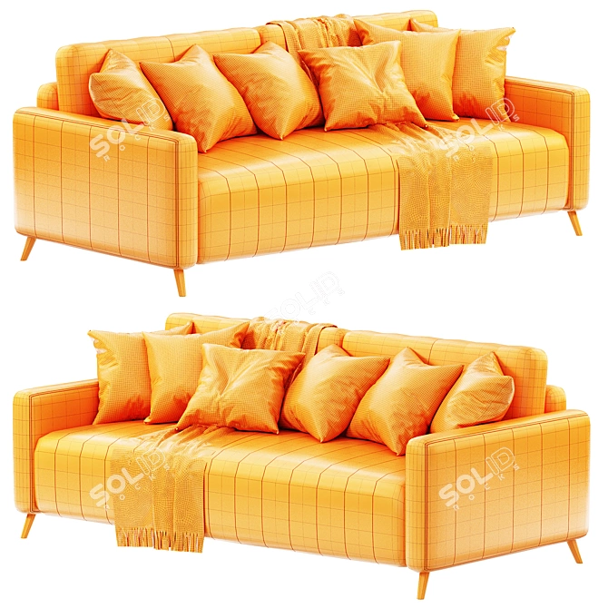 Markful Velvet Grey Sofa 3D model image 7