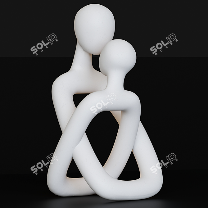 Scandinavian Style Abstract Couple Figurine 3D model image 3