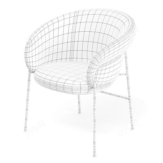 Sculptural Comfort Dining Chair 3D model image 7