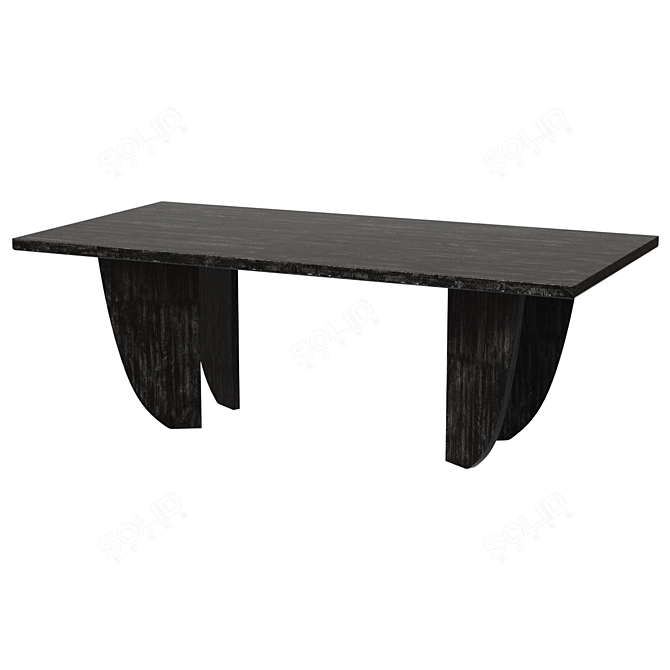 Rectangular Black Ash Wood Dining Table 3D model image 1