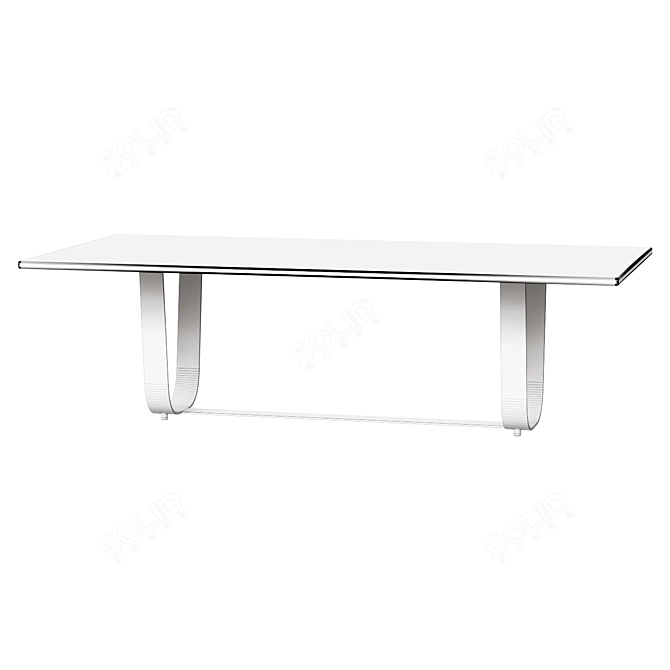 Modern Oak Metal Dining Table 3D model image 2