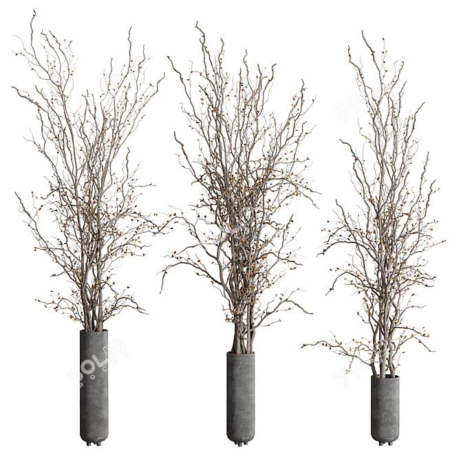 Autumn Tree Branches Concrete Vase 3D model image 1