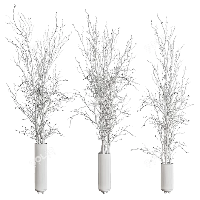 Autumn Tree Branches Concrete Vase 3D model image 5