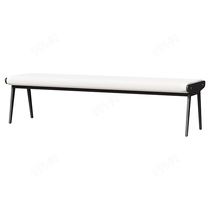 Elegant Ivory Velvet Bench 3D model image 1