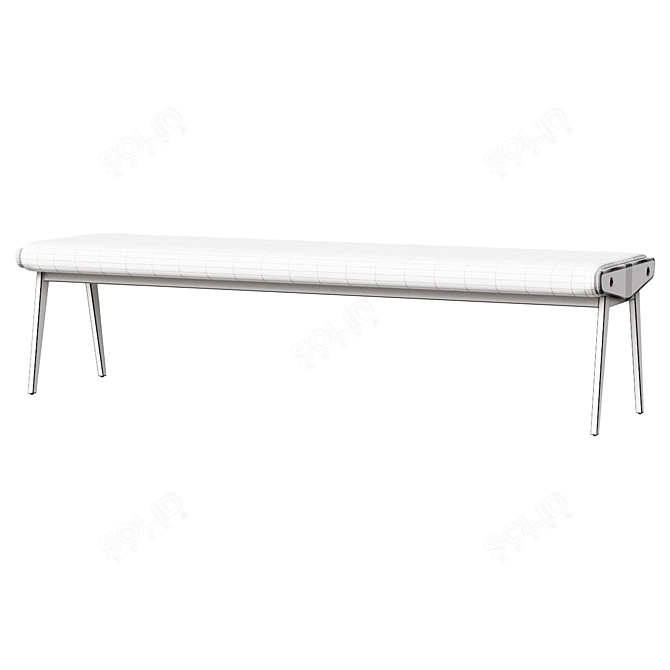 Elegant Ivory Velvet Bench 3D model image 2