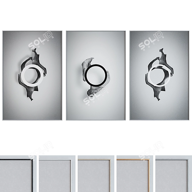 Modern Abstract Picture Frame Set 3D model image 1