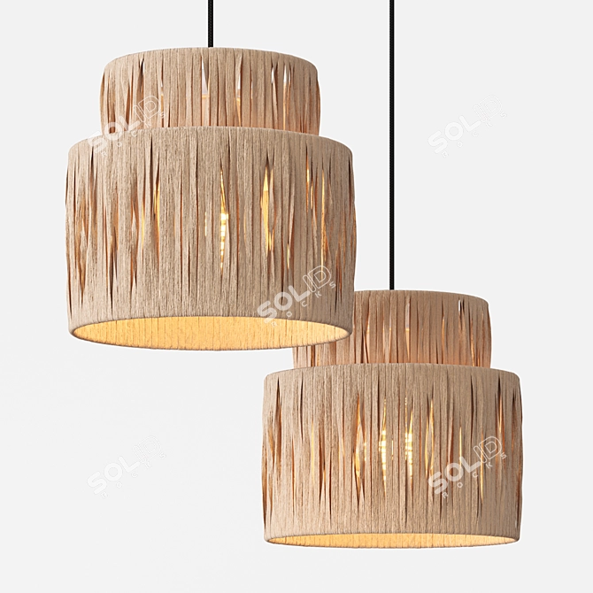 Rattan Palm Eastern Style Chandelier 3D model image 1