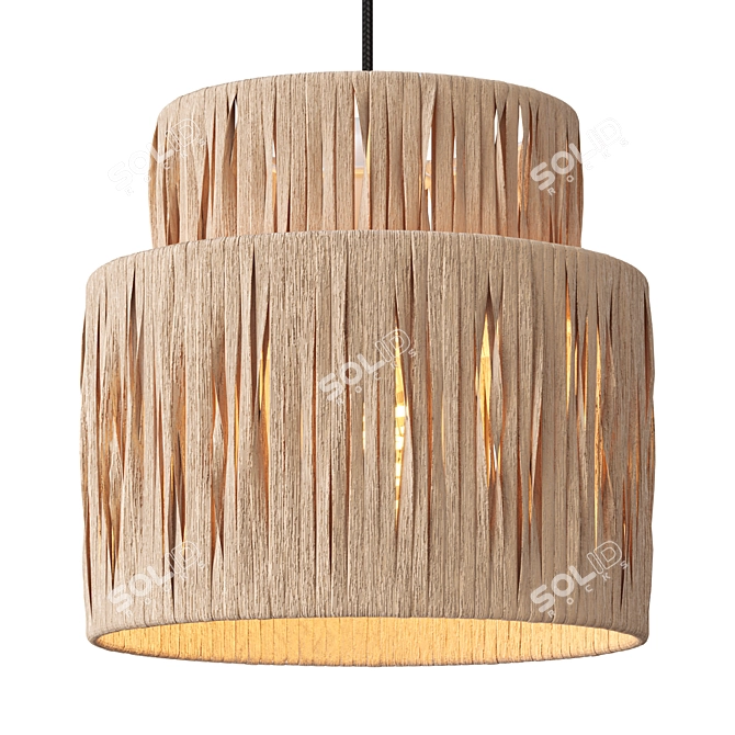 Rattan Palm Eastern Style Chandelier 3D model image 5