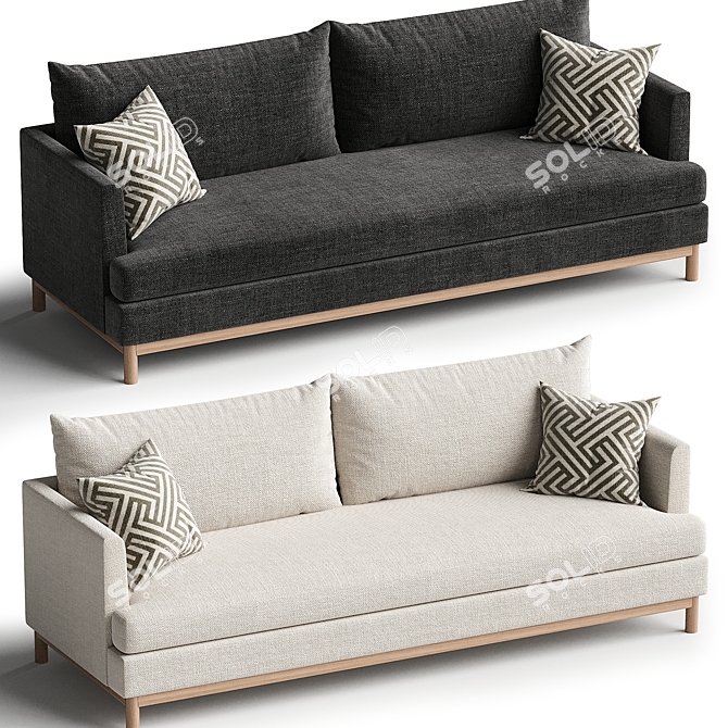 Elegant Theo Upholstered Sofa 3D model image 2