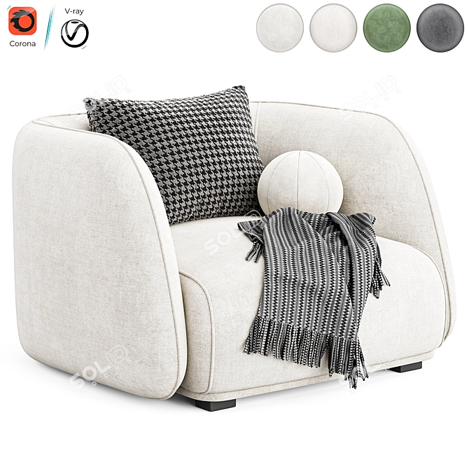 Troy Fabric Armchair: Modern Elegance 3D model image 1