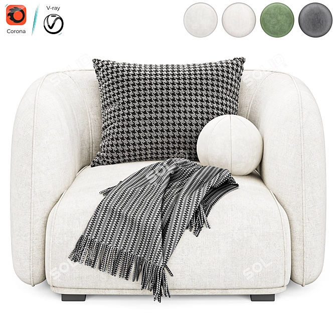 Troy Fabric Armchair: Modern Elegance 3D model image 2