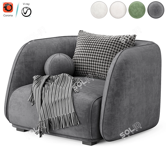 Troy Fabric Armchair: Modern Elegance 3D model image 4