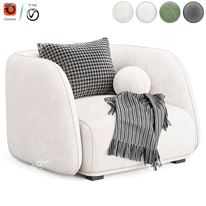 Troy Fabric Armchair: Modern Elegance 3D model image 5