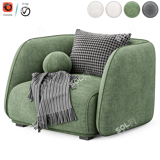 Troy Fabric Armchair: Modern Elegance 3D model image 6