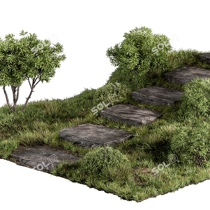 Rock Stairs Garden Landscape Element 3D model image 4