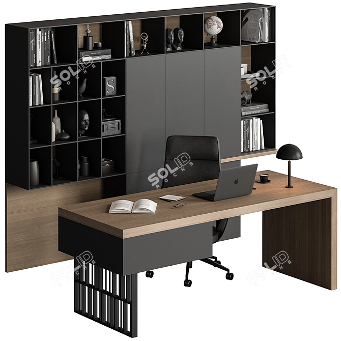 Executive Oak Desk - Modern Office 3D model image 1