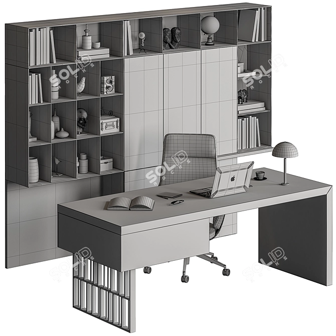 Executive Oak Desk - Modern Office 3D model image 7