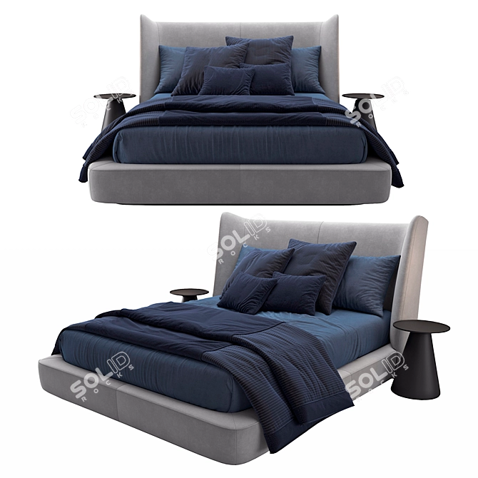 Midnight Flexform King-size Bed 3D model image 1