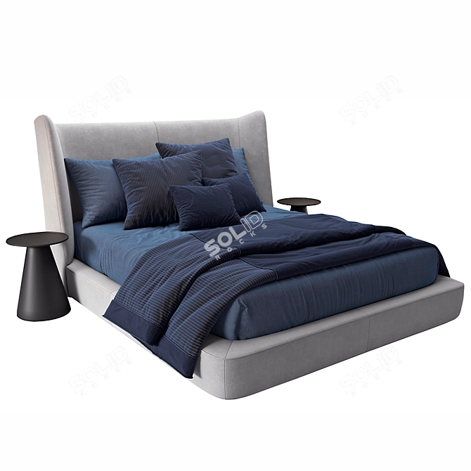 Midnight Flexform King-size Bed 3D model image 2