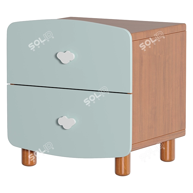 Charming Cloud Handle Bedside Table 3D model image 1