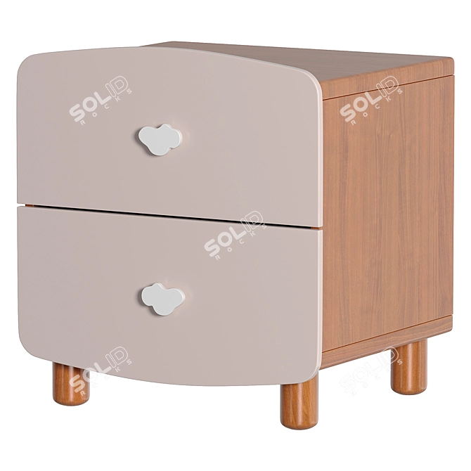 Charming Cloud Handle Bedside Table 3D model image 2