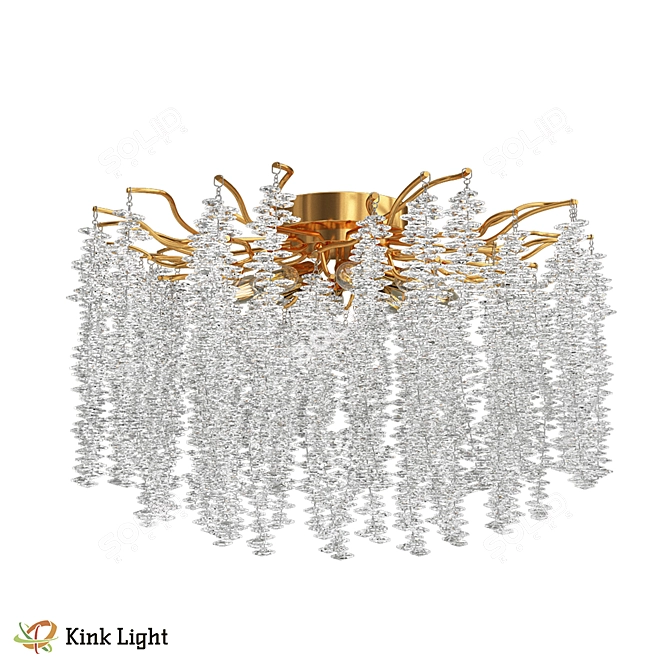 Scandinavian Chandelier Gold Crystal 3D model image 1