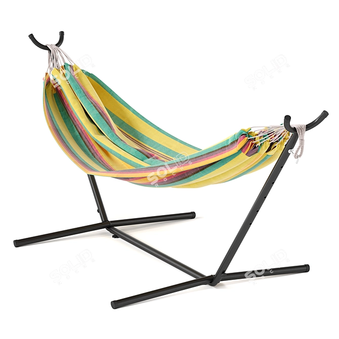 Outdoor Double Hammock with Compact Steel Frame 3D model image 2