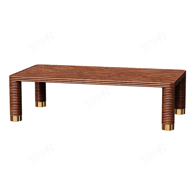 Rattan Rectangular Coffee Table 3D model image 1