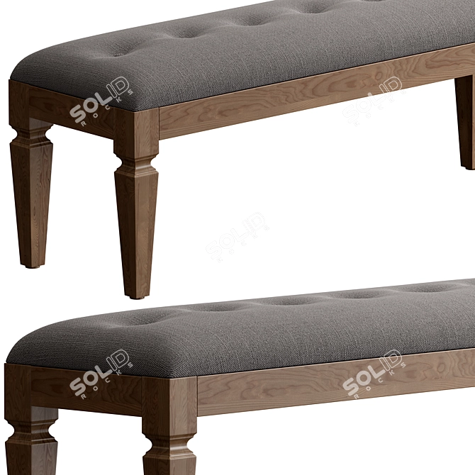 Violet Upholstered Bench in Wood-fabric 3D model image 4