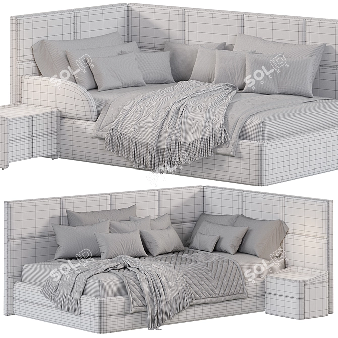 Elegant 2015 Delhi Bed Frame 3D model image 5