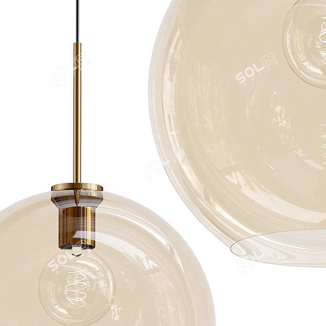 Gleaming Glass Pendant: Modern Elegance 3D model image 2