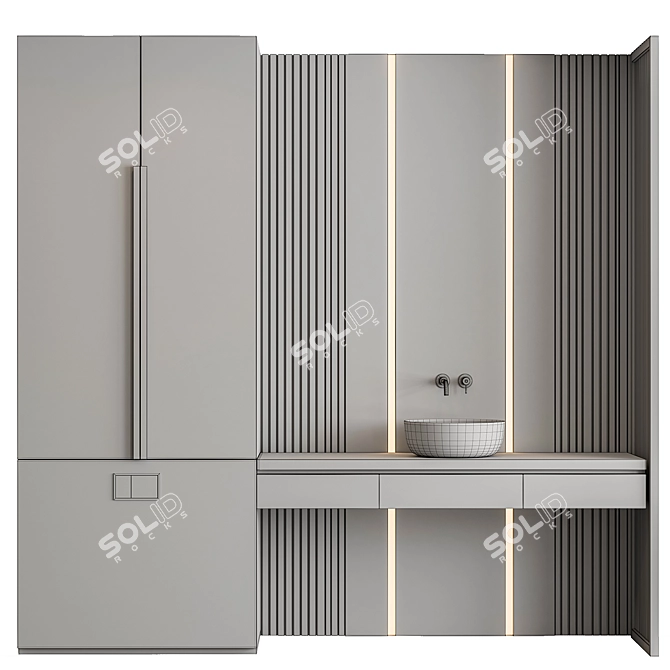 Gray Black Bathroom Set Ensemble 3D model image 4