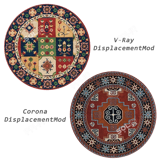 Round Rug Set With Variants 3D model image 3