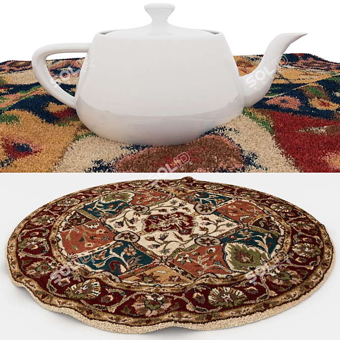 Round Rug Set With Variants 3D model image 4