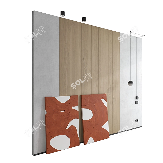 3D Decorative Wall Panel Set 3D model image 2