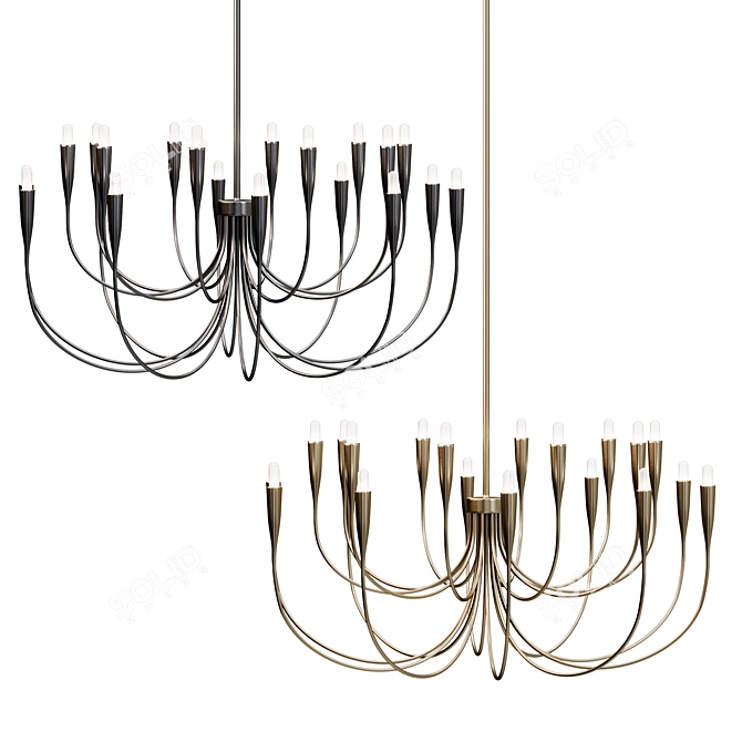 Iiona Brass Candelabra Chandelier, Modern 3D model image 1