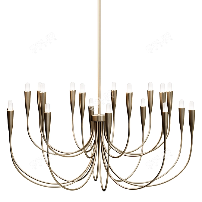 Iiona Brass Candelabra Chandelier, Modern 3D model image 2