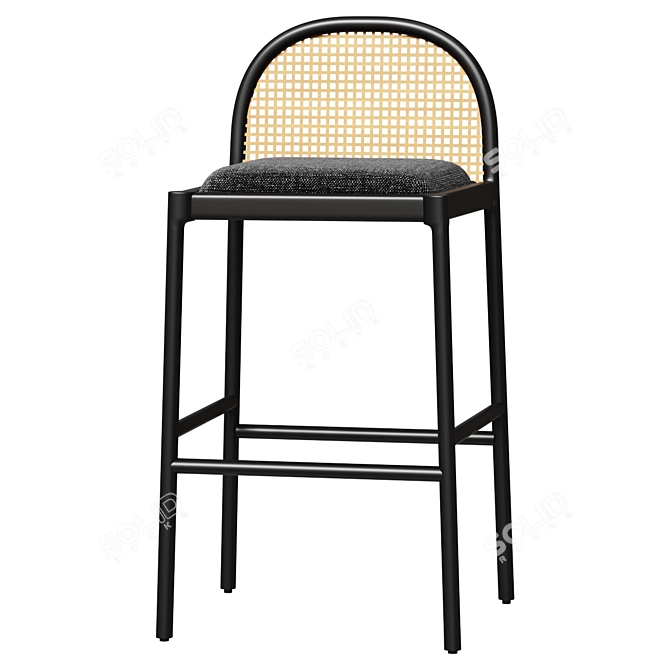 Elegant Cane Bar Stool 3D model image 1