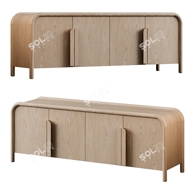 Modern Annie Natural Storage Credenza 3D model image 2