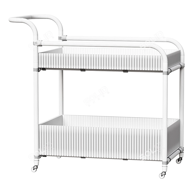 Rattan Charm Bar Cart 3D model image 2