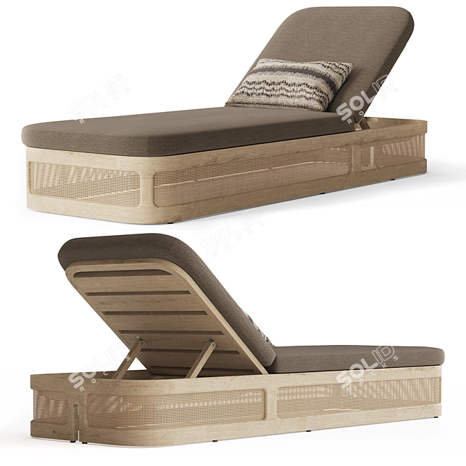 Restoration Hardware Teak Chaise Lounge 3D model image 1