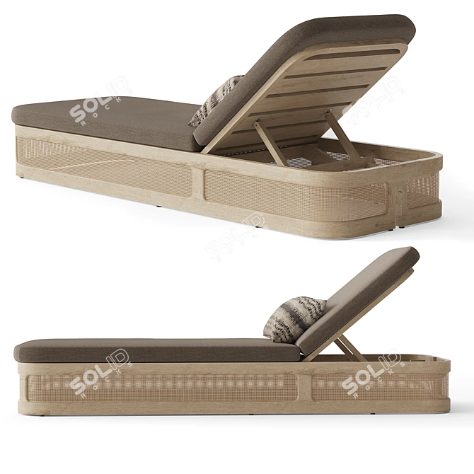 Restoration Hardware Teak Chaise Lounge 3D model image 2