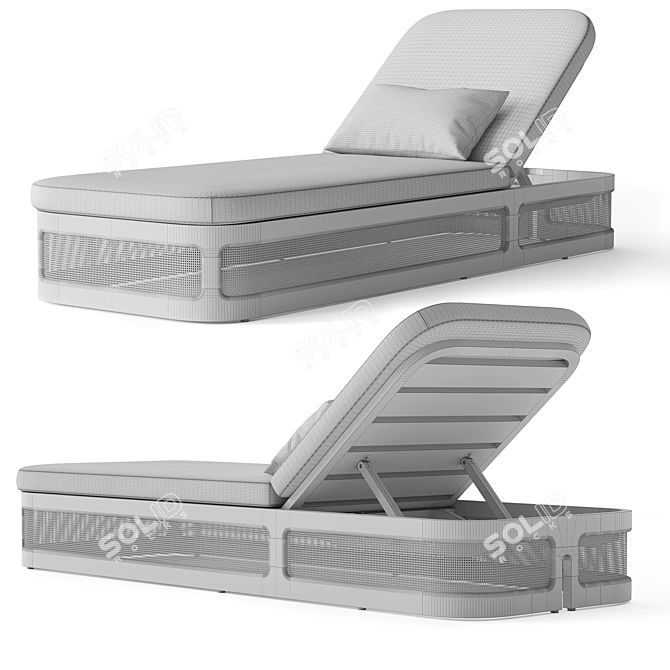 Restoration Hardware Teak Chaise Lounge 3D model image 3