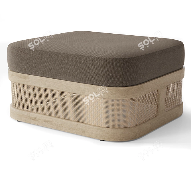 Trieste Teak Ottoman with Cushion 3D model image 1